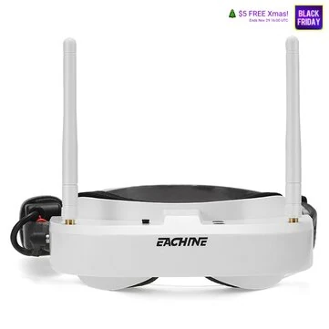 Eachine EV100 5.8G 72CH 720*540 FPV Goggles with Dual Antennas& Fan 18650 Battery Case For RC Drone