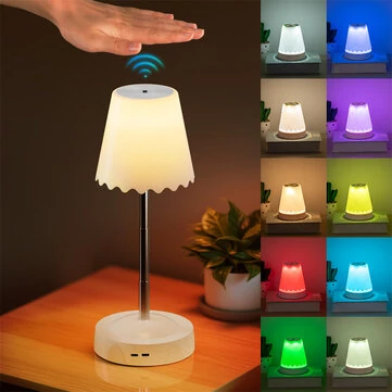Elfeland Gesture Control USB Rechargeable LED Table Light with RGB Color Changing 3 Color Temperatures & Adjustable Height LED Mood Light for Desktop Bedroom Office