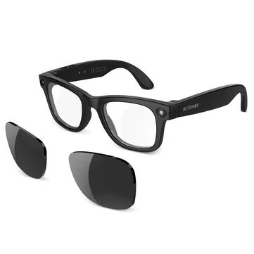 BlitzWolf BW-AG1 Pro AI Smart Glasses with HD Camera 8MP 32MP Interpolated WiFi bluetooth Call 3D Stereo Surround Sound Dual Noise Cancelling 35g IP65 Waterproof Smart Audio Glasses