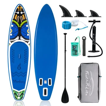 [EU Direct] FunWater 335cm Inflatable Stand Up Paddle Board Surfboard Complete Paddleboard Accessories Adjustable Paddle, Pump, ISUP Travel Backpack, Leash, Waterproof Bag, Adult Paddle Board FUNWATER, SUPFR02D SUPFR01D