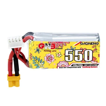 GAONENG GNB HV 11.4V 550mAh 3S 120C LiPo Battery XT30 / XT60 Plug for Beta75X Alphas A75 1.6-2Inch FPV Racing Drone