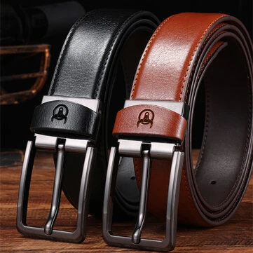BULLCAPTAIN 130cm Genuine Leather Men's Fashionable Pinch-buckle Belt with Box as Valentine's Day Birthday Gift for Husband Father