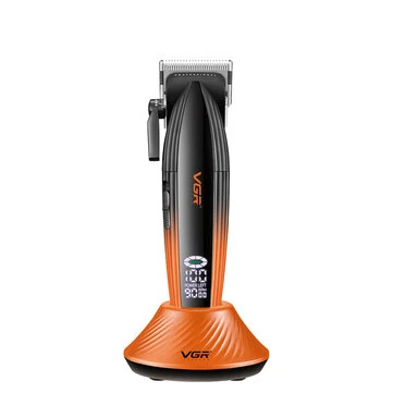 VGR V-889 Professional Hair Clipper with LED Display 9000 RPM Ceramic & Stainless Steel Blades 5-Level Cutting Guide USB Charging for Home Barber Use