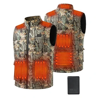 Auxo Heated Outdoors Vest for Men with 10000mAh Power Bank Included, 7 Heating Zones, Lightweight Camo Electric Heated Vest