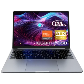 Ninkear A15 Pro Laptop 120Hz 2.5K 16 Inch AMD Ryzen 5 7430U 16GB DDR4 1TB SSD Windows 11 54.72Wh Battery WIFI 6 Fingerprint Unlocking Backlit Keyboard Narrow Bezel Notebook