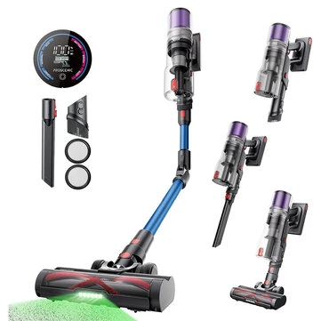 [EU Direct] Proscenic P16 & Ultenic U16 Flex Cordless Stick Vacuum Cleaner,180°Bendable Wand, Green LED Headlight, Digital LED Display, Rechargeable Lightweight Stick Vacuum for Home