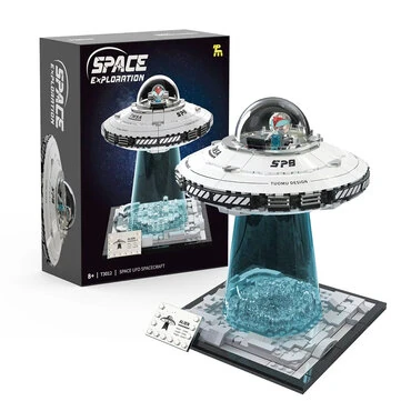 TUOMU T3012 Space Exploration Model UFO Spaceship Spacecraft with LED Light MOC Building Block Brick Toy Set for Kids Children Gift