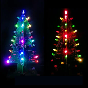 Tri-color/Colorful Straight-leaf Christmas Tree Standard/Music Version DIY Electronic Kits