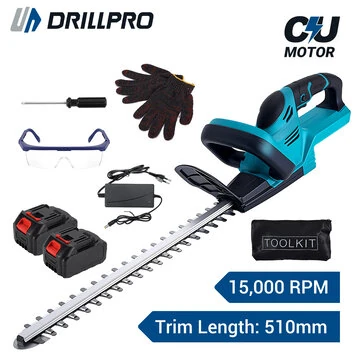 Drillpro Electric Hedge Trimmer 18V Cordless 2000W 15000 RPM 510mm SK5 Blade Adjustable Head Lawn Mower Shrub Shear Landscaping Garden Tool