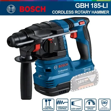 GBH 185-LI for Bosch Professional Brushless Rotary Hammer SDS Plus 18V Impact Drill Powerful Motor Reduced Vibration Recoil Control Dust-Free Attachment Lightweight Design