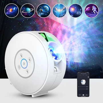 BlitzWill® BW-PLT2 Smart Star Projector with Star & Colorful LED Nebula 6 Theme Film Slides bluetooth Speaker White Noise Alarm APP& Voice Control