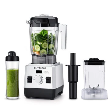 BlitzHome® BH-207C Professional 1600W Countertop Blender 6-Leaf Blade 3 Programs Smoothie & Ice Crushing Blender with 2L Jar 600ml Travel Cup 800ml Grinder Cup