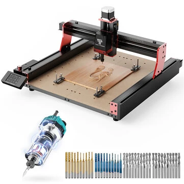 [EU Direct]TWO TREES TTC450 Pro CNC Laser Engraver 460x460mm Working Area Rounter Machine+30000RPM 800W High Power Motor Woodworking Router Trimmer+4 Types 40PCS End Mill Set