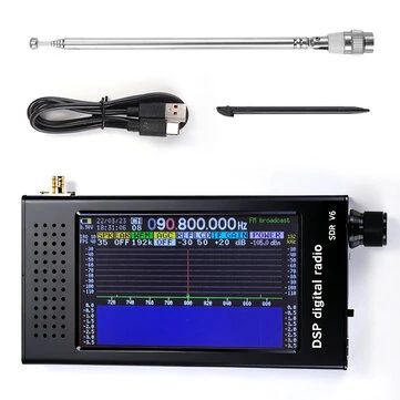 DeepSDR V6 High Performance DSP Digital Receiver 4.3 Inch IPS Touchscreen 192kHz Spectrum Display Multimode CW AM SSB FM Audio SDR Radio Receiver