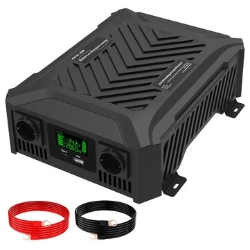 [EU Direct] DATOUBOSS Pure Sine Wave Inverter 12V 24V to 230V 1200W/2300W, 1500W/3000W Universal Dual Voltage Converter Peak Power 2000W/4000W 3000W/6000W With Automatic Voltage Recognition LCD Display Switching and 2 EU Sockets RV Modification