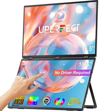 UPERFECT UStation Delta Max 18.5 Inch Folding Touchscreen Dual Screen Portable Monitor for Laptop Screen Extender 1920x1080 Dual Display 360° Flip Down Screen Type-C/Mini HD Interface Display Screen