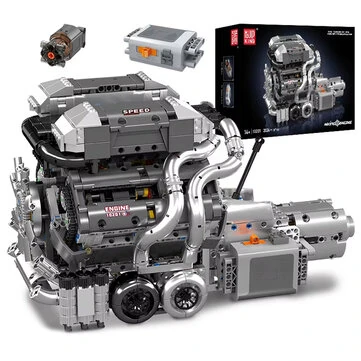Mould King 10201 Technical Car Building Block Motorized Bug SuperCar W16 Engine with Gearbox Building Block Brick Kids Gift