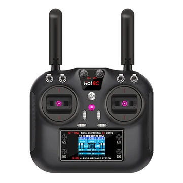 HOTRC HT-10A 2.4GHz 10CH FHSS 1.7-Inch Color Screen Radio Transmitter with F-10A Receiver for RC Car Ship Airplane Models