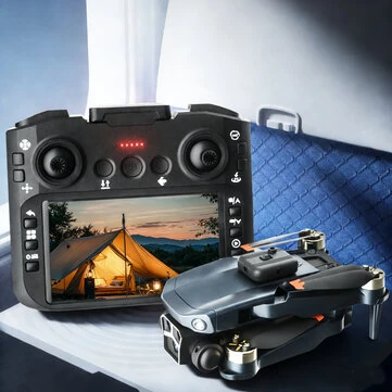 JJRC H115 PRO WiFi FPV with 4.3inch LCD Screen Controller HD Dual Camera Servo Gimbal 360° Obstacle Avoidance Optical Flow Positioning LED Brushless Foldable RC Drone Quadcopter RTF