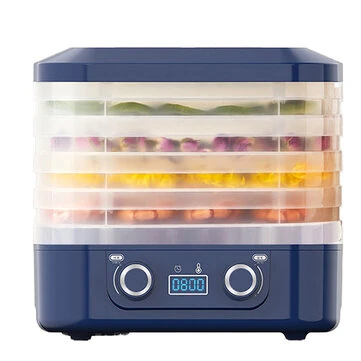 HONGMEI 5 Layer Food Dehydrator with Dual Knobs 35-75°C Temperature Control 360° Hot Air Circulation Low Noise for Healthy Snacks Beef Jerky Herb Fruit Drying