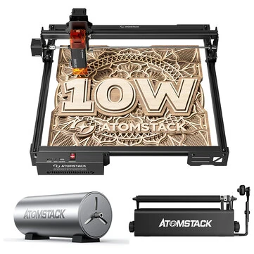 [EU Direct]ATOMSTACK A10 PRO V2 10W Laser Engraver+F30 Air Assist System+R3 Pro Rotary Roller Laser Engraving Machine Set for Wood and Metal Dark Acrylic Glass
