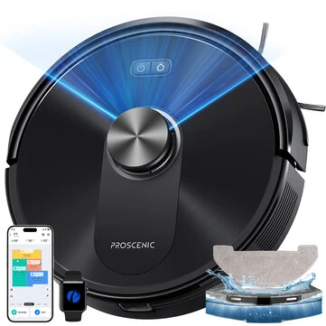 [EU Direct] Proscenic Q10 Vacuum Cleaner Robot, 8000Pa 200min Robot Vacuum Cleaner with Wiping Function, Intelligent Laser Navigation with 5 Maps, Control via App Alexa Siri AppleWatch Remote Control for Floors