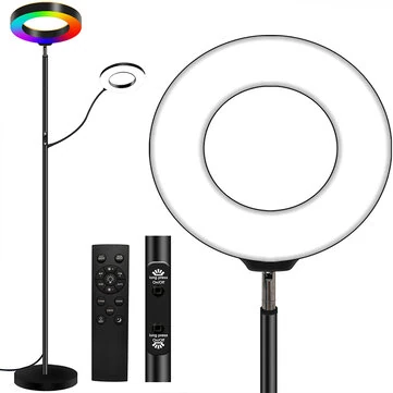 Elfeland 36W Two-Head Floor Lamp With Remote Control RGB & 2700K~6500K Color Temperature Adjustable Brightness Readind Lamp