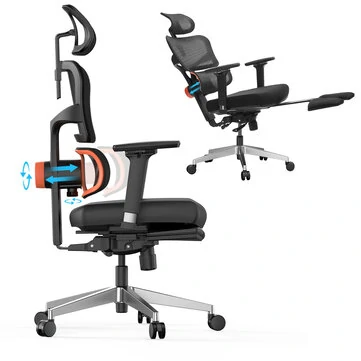 NEWTRAL NT002 Ergonomic Office Chair PRO VERSION with Footrest High Back Desk Chair with Unique Adjustable Lumbar Support Backrest Seat Depth Adjustment Tilt Function 4D Armrest Recliner Chair for Home Office