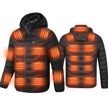 TENGOO HZ-23 23 Zones Heated Jacket - Four-control, USB Charging, Smart Thermal Warm Jacket Uniex Heated Hooded Coat Outdoor Sportswear