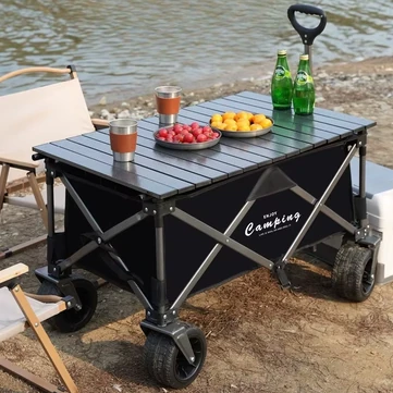 Xmund Big Tank Wheels Beach Wagon Sand with 360 Degree Rotation Dual Brake Wheel Large Capacity Foldable Cart Garden Outdoor Picnic