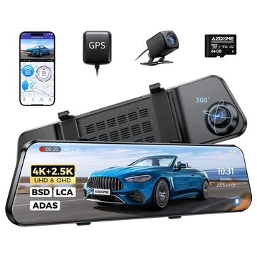 Azdome PG17Max Dual-Recording Dash Cam 4K UHD and 2.5K QHD Backup Camera 11.8Inch IPS Touchscreen Built-in GPS WiFi App Control ADAS Parking Monitor