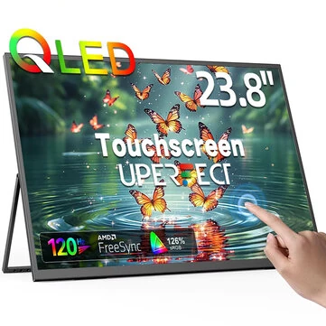 UPERFECT 23.8 Inch Portable Monitor QLED Touchscreen 120Hz 125% sRGB FHD 1920x1080 External Display with Stand USB-C HD Touch Display for Gaming Laptop PC