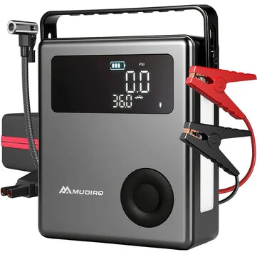 MUDIRO M-JC6 7000A Car Jump Starter with Air Compressor 150PSI PD65W Fast Charge 2 LED Lights Smart Display for Cars Motorcycles 10L Diesel Engines