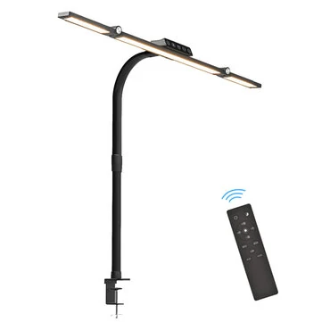 24W LED Foldable Desk Lamp Adjustable Brightness & Color Temperature With Flexible Gooseneck 360° Rotatable Clamp for Study Home & Office