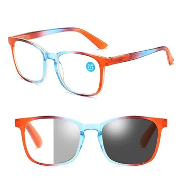 Fashion Progressive Photochromic Reading Glasses Anti-Blue Light HD UV Protection Lightweight Presbyopia Glasses