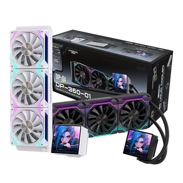 Lovingcool 360mm ARGB PC Water Cooling Radiator CPU Liquid Cooler with DIY 4 Inch Video Display Screen ARGB PWM Control Magnetic Snap for PC