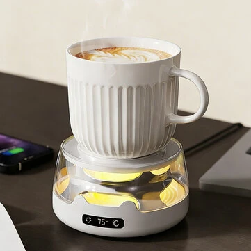 Comfook RS-609 Constant Temperature Cup Warmer With 4-Level Adjustable Heating 55°C 65°C 75°C 85°C Ceramic Heating Compact Design USB Power Light Effect Auto Shut-Off