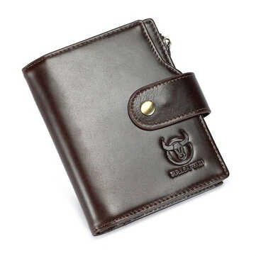 BULLCAPTAIN Men's Top-grain Cowhide Wallet Fashion Retro Business Casual RFID-blocking Multi Card Slots Coin Money Purse