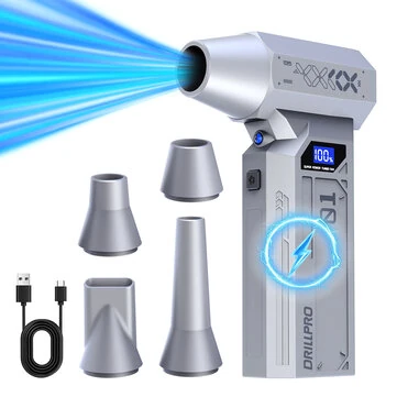 Drillpro Z1 120000RPM High Speed 29mm Brushless Motor Turbo Fan with Various Nozzles Rechargeable 5200mAh Battery Compact Design Multi-Gear Adjustable Powerful Wind Tool