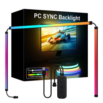 Elfeland RGB LED Light Bar Screen Sync & Music Sync Computer Monitor Ambient Backlight for Ambiance Gaming Room Setup Desktop Lighting