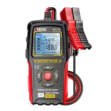 ANENG BT175 Car Battery Tester 12V 24V Lead Acid Battery Analyzer Digital Voltage Alternator Tester Accurate CCA Measurement Backlit Screen Automotive Battery Checker