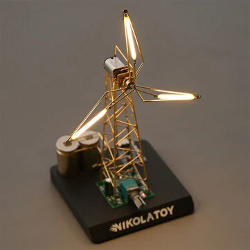 NIKOLATOY DIY Rotating Windmill Night Light Creative Desktop Ornament Decorative Table Lamp Handmade Metal Craft