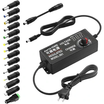 Universal AC to DC Adapter 48W Adjustable Voltage 3-24V 3A with LCD Display 14 Tips Polarity Converter Best for Household Electronics Top Rated Power Supply
