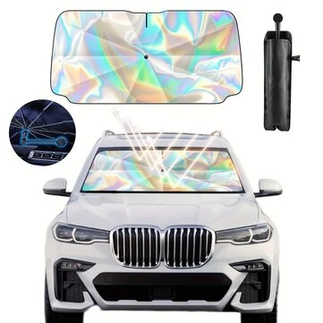 Car Sunshade Laser Umbrella Windsreen Sun Visor Colorful UPF 200 Plus Foldable Front Windshield Sunshade Sun Protection Cooling