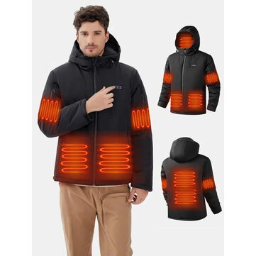 Auxo 6-Zone Men Heated Jacket for Men with 20000mAh Power Bank - Waterproof Lightweight Warm Electric Heating Coat for Winter Outdoor