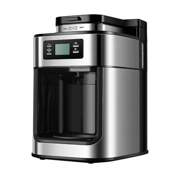 [EU Direct]NovuLife BG-315T Fully Automatic 2 In 1 Coffee Machine Automatic Coffee Maker with Grinder 1L Capacity Timed Brewing LCD Display 92°C Temperature Control