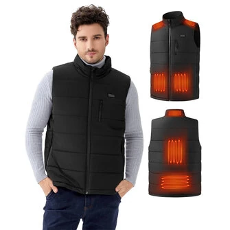 Auxo Men Heated Vest with 10000mAh Power Bank Included, 7 Heating Zones, Lightweight Electric Heating Vest