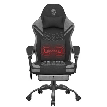 Douxlife GC-RC05 Fabric Gaming Chair Massage with Pocket Spring Widened Cushion High Back Ergonomic Footrest Lumbar Support Upgraded Office Chair