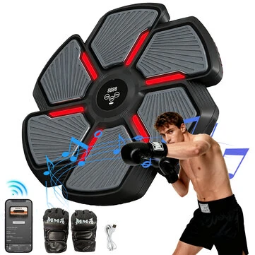 Bominfit QB02 Music Boxing Machine with LED Light & Bluetooth, Smart Wall Mounted Boxing Target for Home Gym, 9 Speeds & 2 Modes, Extra Large 45cm x 44cm Striking Area, Electronic Punching Machine for Adults & Kids