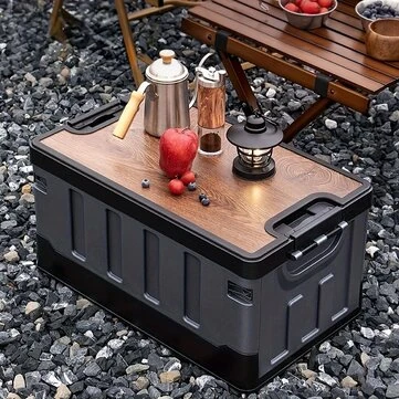 Xmund Large Capacity Foldable Camping Storage Box, Car Trunk Organizer Box with Open-Top Design, Waterproof & Stackable for SUV, Truck, Outdoor Camping, Home